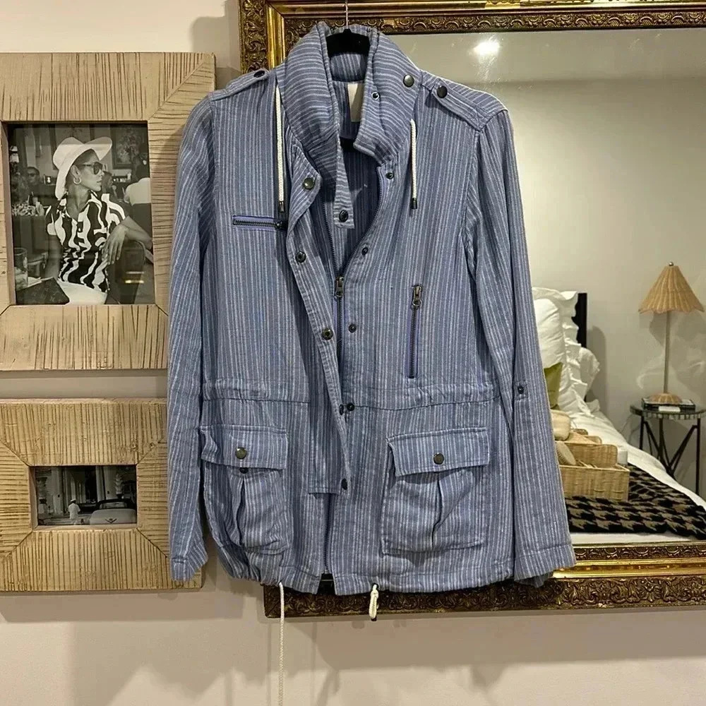 Blue linen striped jacket s